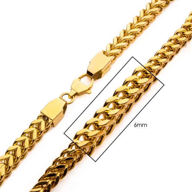 6mm 18Kt Gold IP Franco Chain Necklace