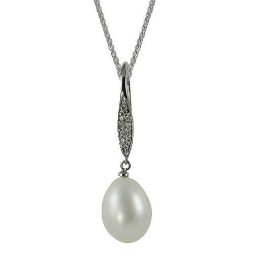 14KT White Gold Freshwater Pearl Pendant