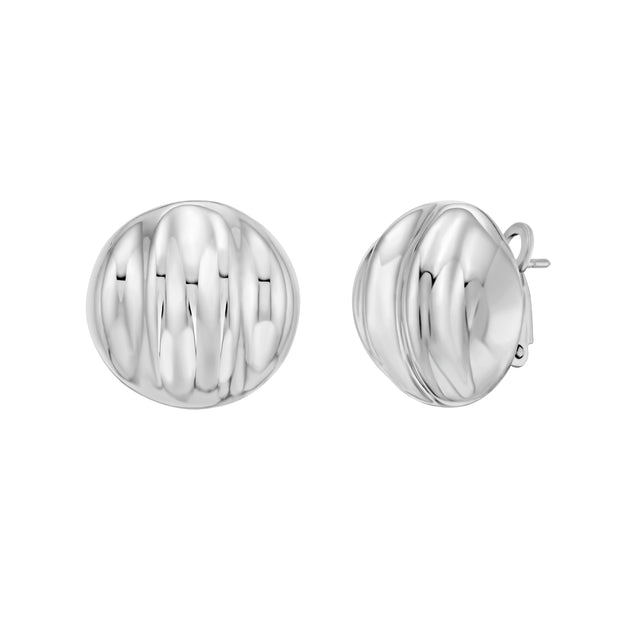 Silver Sculpted Domed Disc Studs