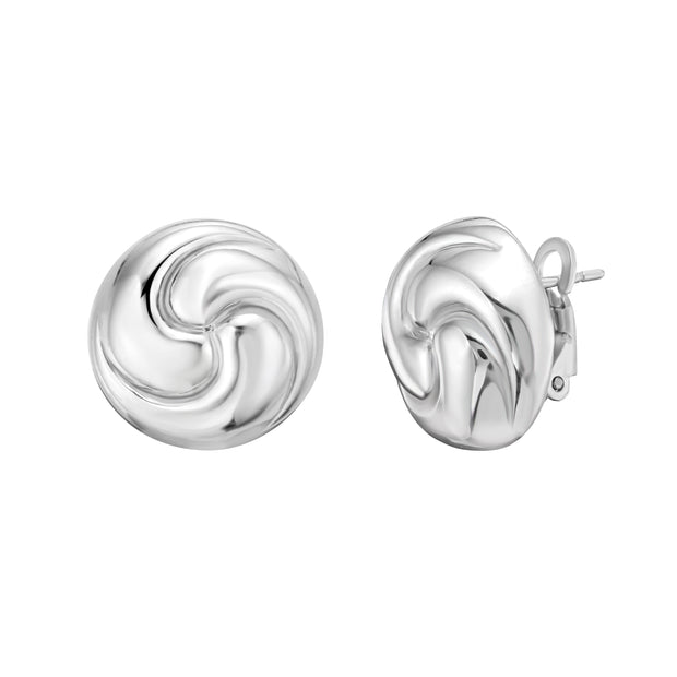 Silver Puffed Swirl Knot Earrings