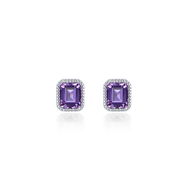 February Birthstone Solitaire Stud Earrings