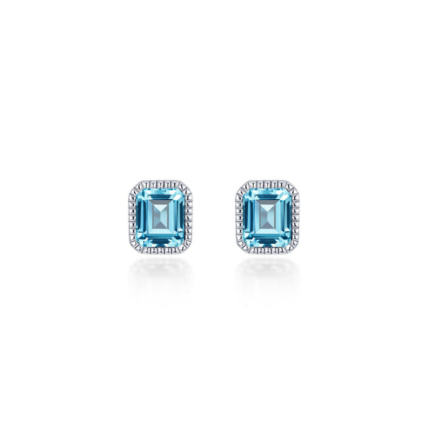 March Birthstone Solitaire Stud Earrings