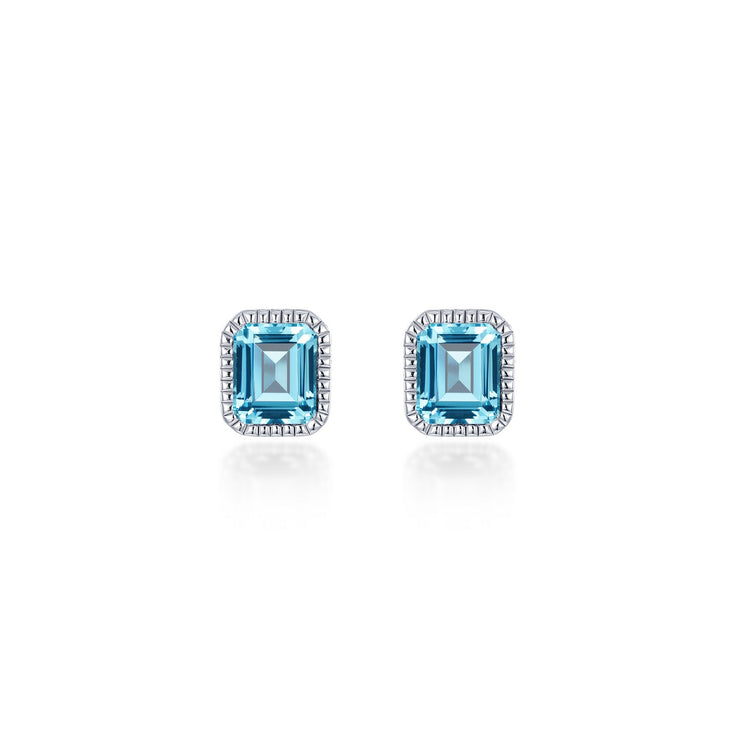 March Birthstone Solitaire Stud Earrings