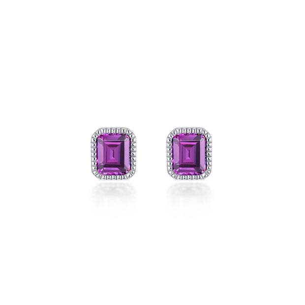 June Birthstone Solitaire Stud Earrings