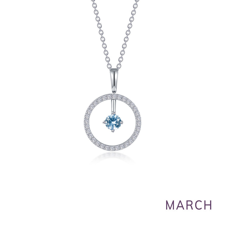 March Birthstone Reversible Open Circle Necklace