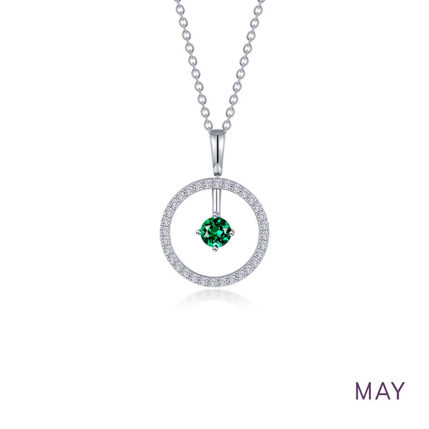 May Birthstone Reversible Open Circle Necklace