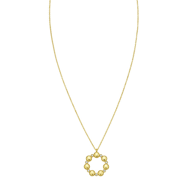 14K Diamond Circle Bauble Necklace