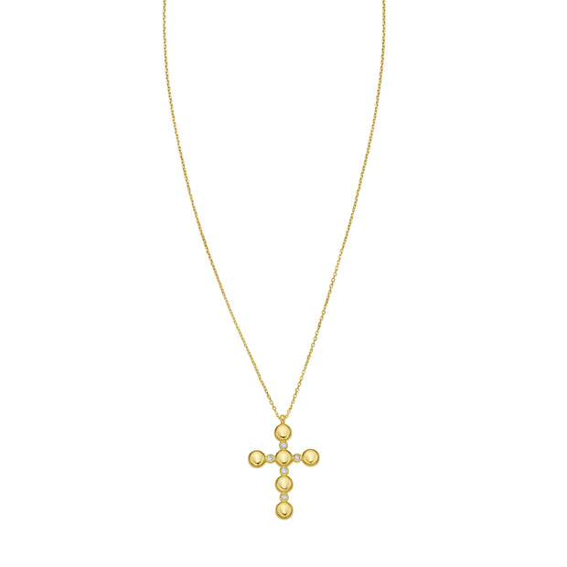 14K Diamond Cross Bauble Necklace