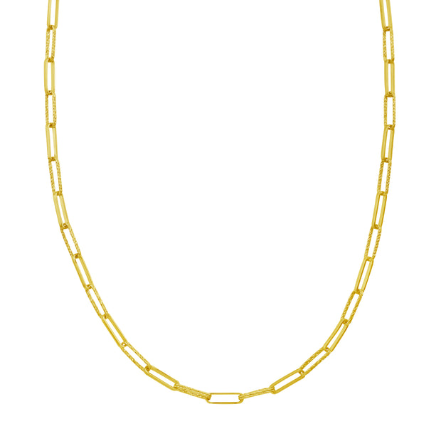 14K Mini Diamante Paperclip Chain