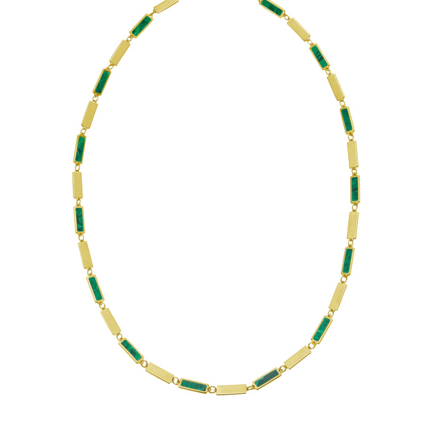 14K Malachite Rectangle Links Bracelet