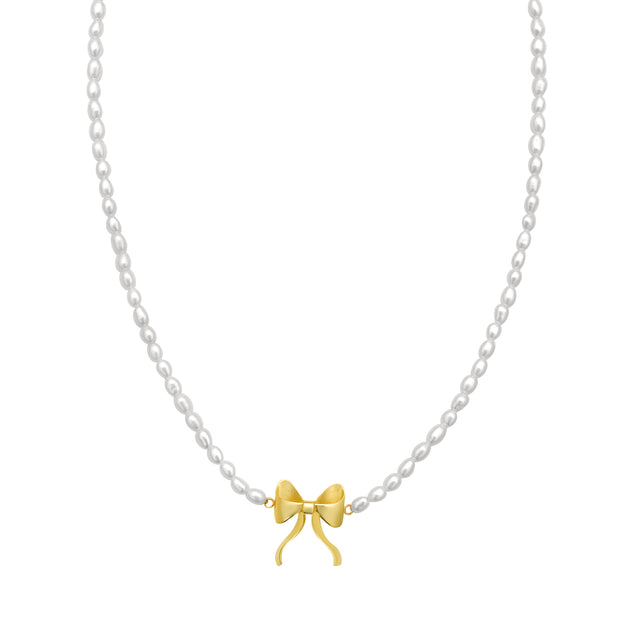 14K Bow Pearl Necklace