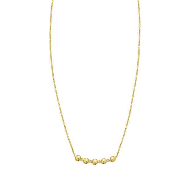 14K Diamond Bar Bauble Necklace