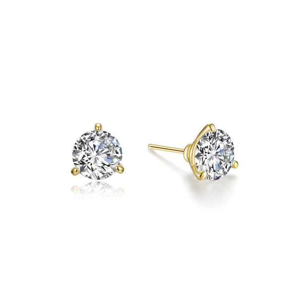 1 CTW 3 Prong Stud Earrings