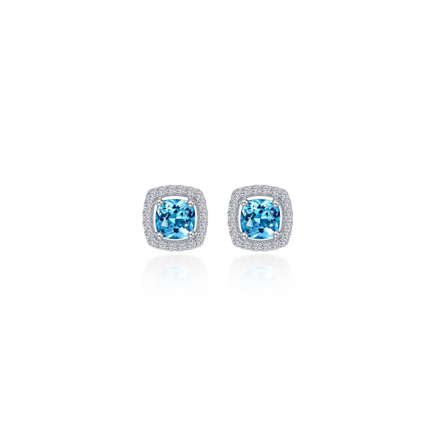 Cushion-Cut Halo Stud Earrings