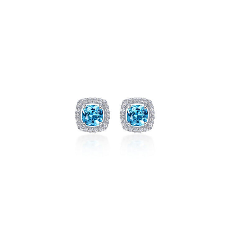 Cushion-Cut Halo Stud Earrings