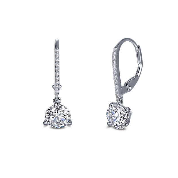 Leverback Solitaire Drop Earrings