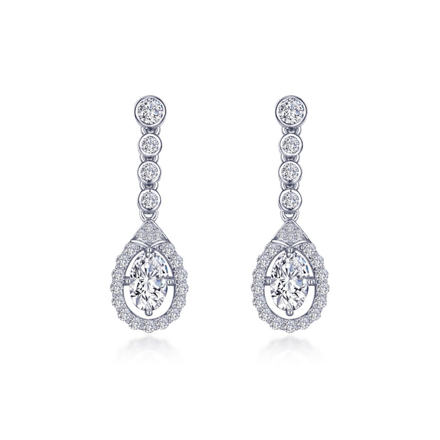 Oval Halo Drop Earrings