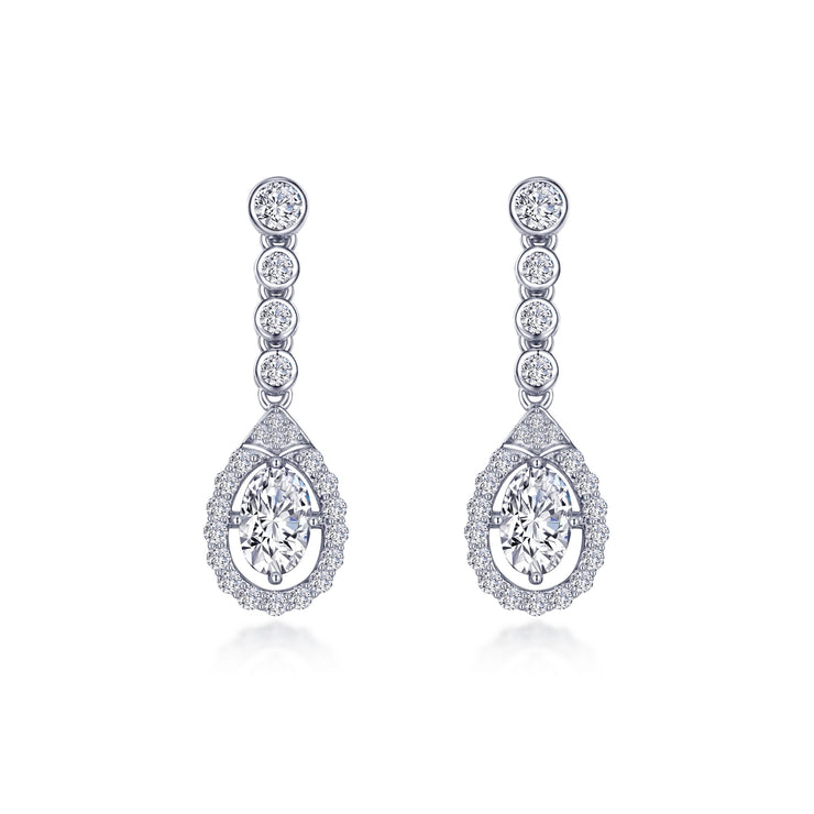 Oval Halo Drop Earrings