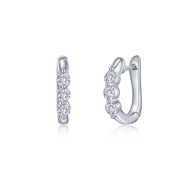 3-Stone Huggie Hoop Earrings