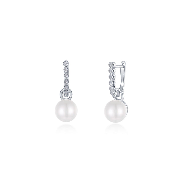 Cultured Freshwater Pearl Charm Huggie Earrings