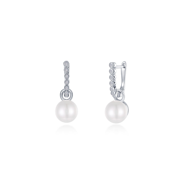 Cultured Freshwater Pearl Charm Huggie Earrings