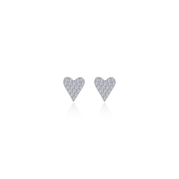 Pave Heart Stud Earrings