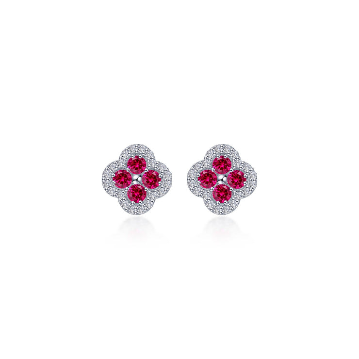 0.8 CTW Flower Halo Stud Earrings