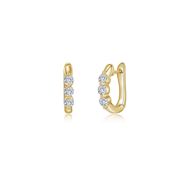 1.0 CTW 3-Stone Huggie Hoop Earrings