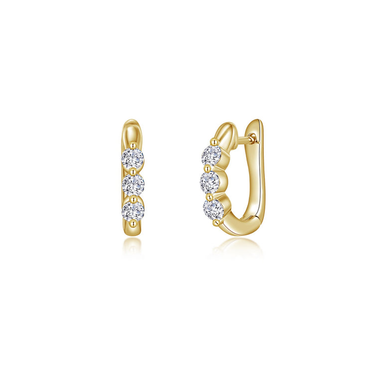 1.5 CTW 3-Stone Huggie Hoop Earrings