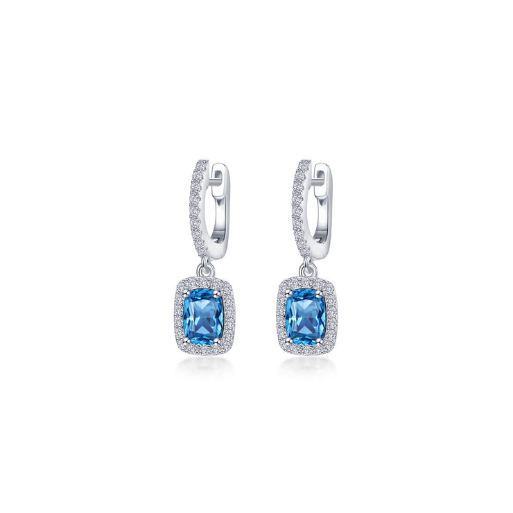 3.02 CTW Halo Cushion-Cut Dangle Earrings