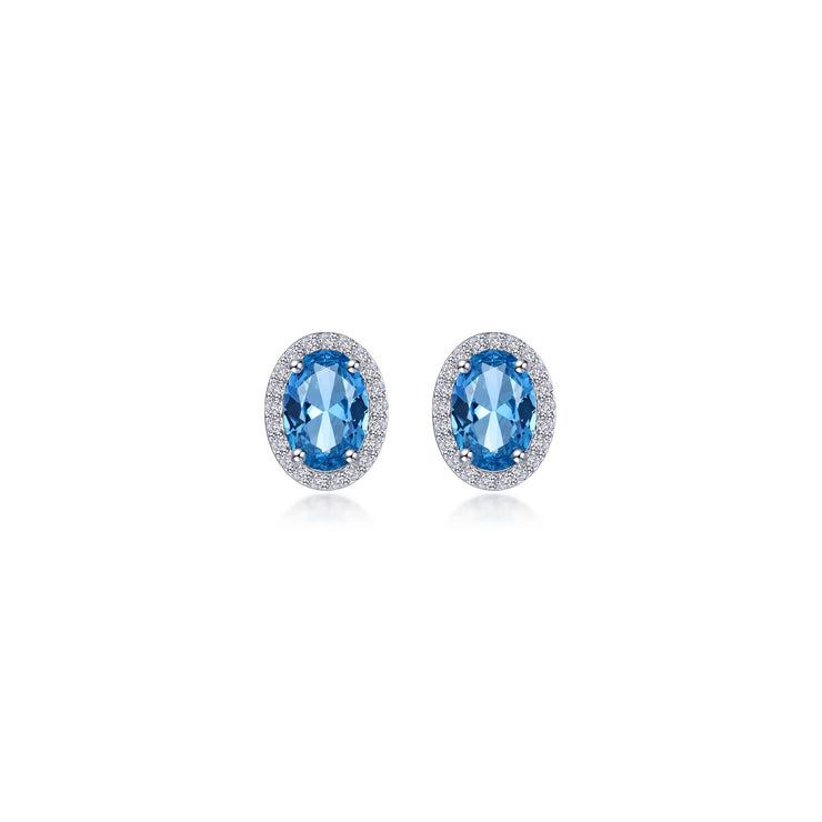 2.96 CTW Oval Halo Stud Earrings