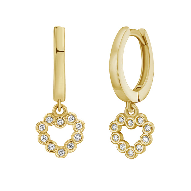 14K Petite Diamond Heart Earrings