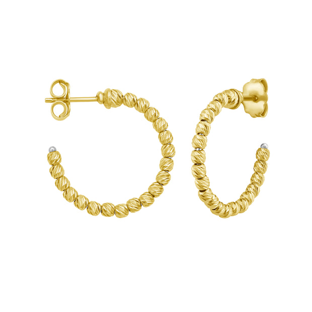 14K Bead Hoops