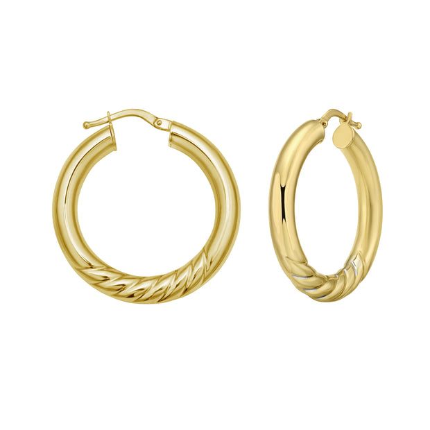 14K Twisted Large Hoops