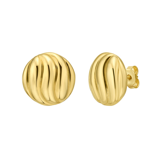 14K Swirl Button Earrings