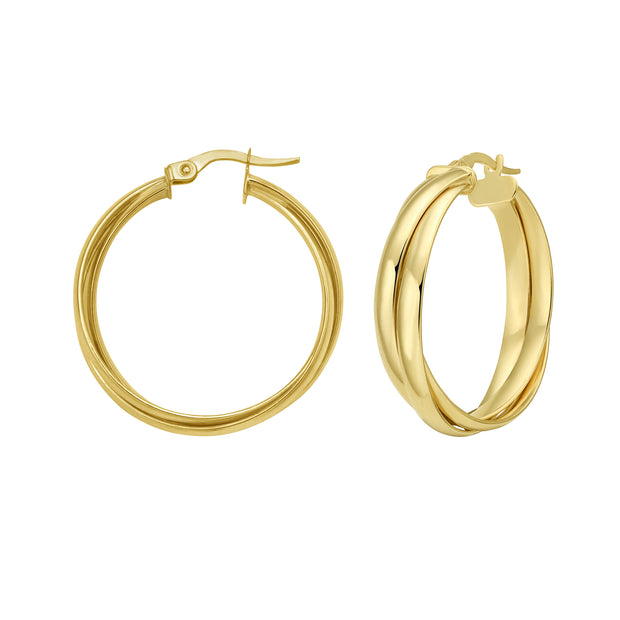 14K Interlocking Large Trinity Hoops