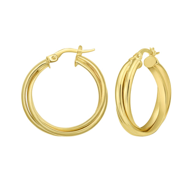 14K Interlocking Medium Trinity Hoops