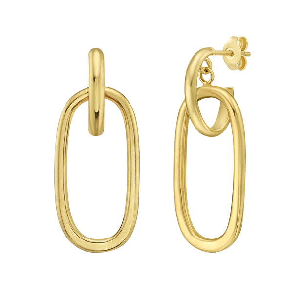 14K Oval Linked Hoops