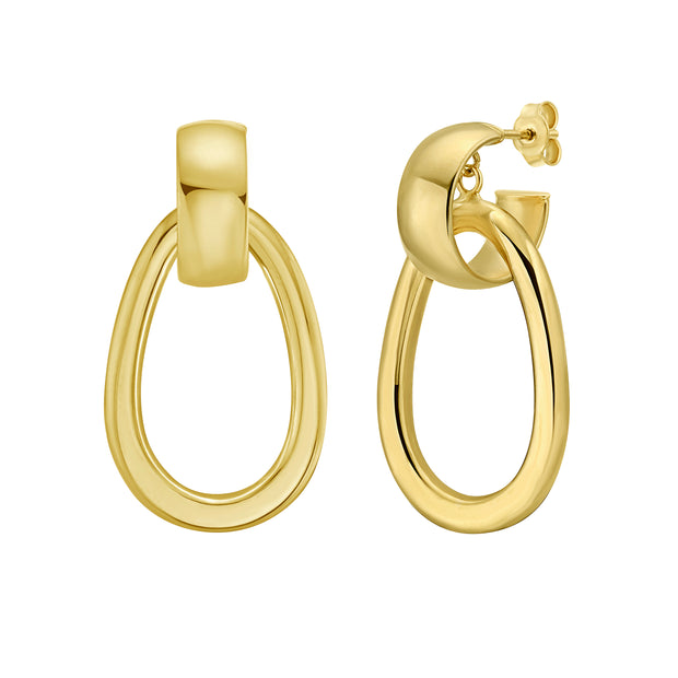 14K Interlocking Drop Hoops