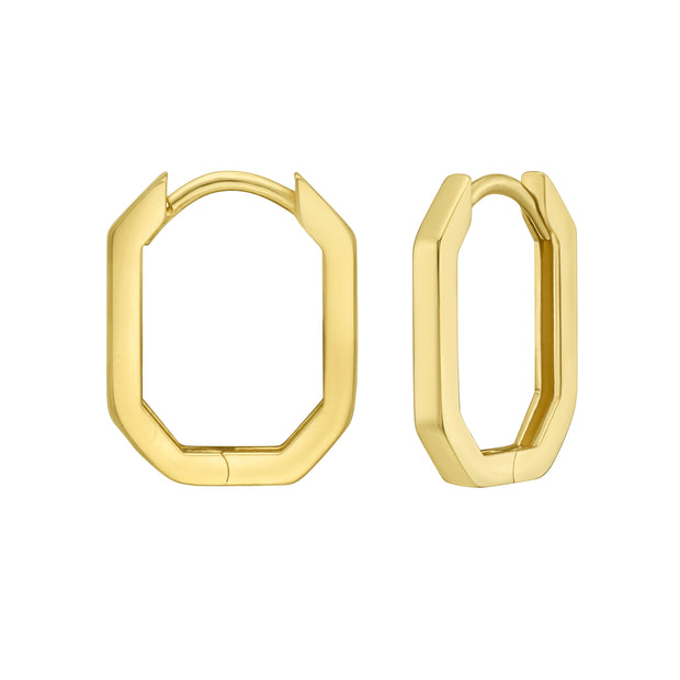 14K Hexagon Hoops