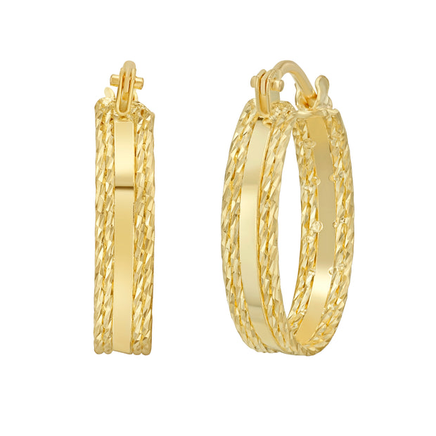 14K Sparkle Spring Huggie Hoops