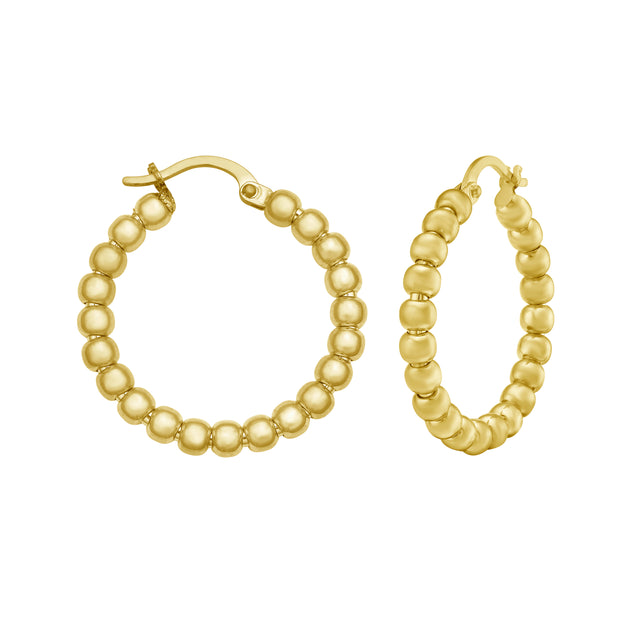 14K Medium Bead Hoops