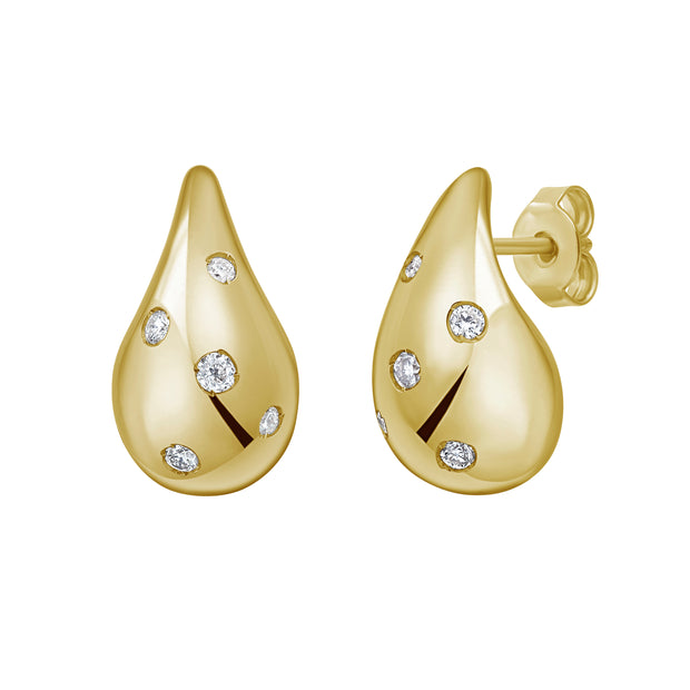 14K Diamond Raindrop Earrings