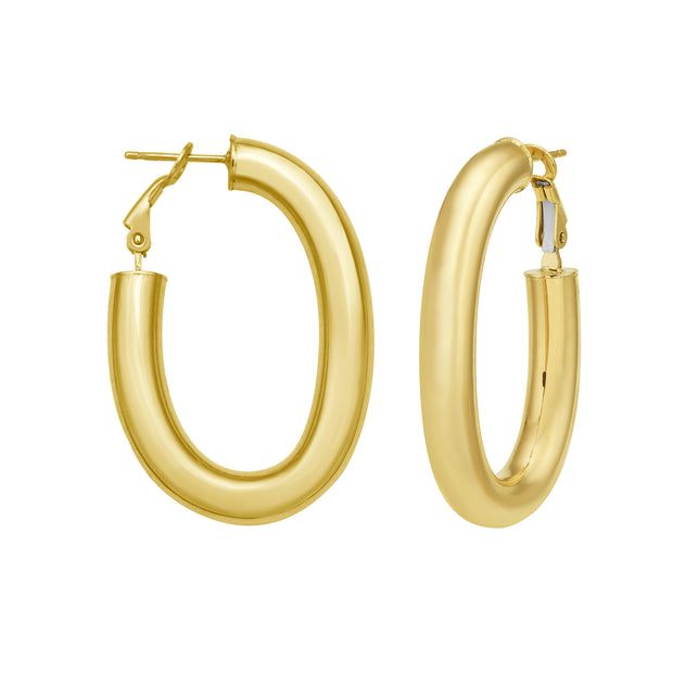 14K Oval Omega Hoops