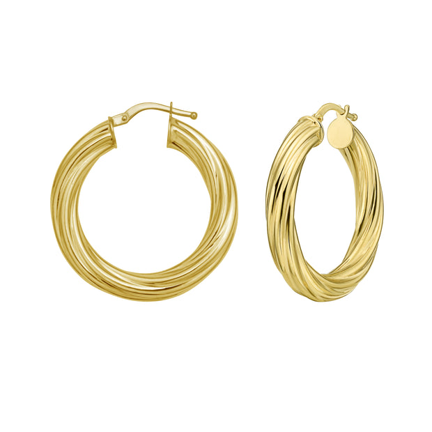 14K Full Twist Medium Hoops