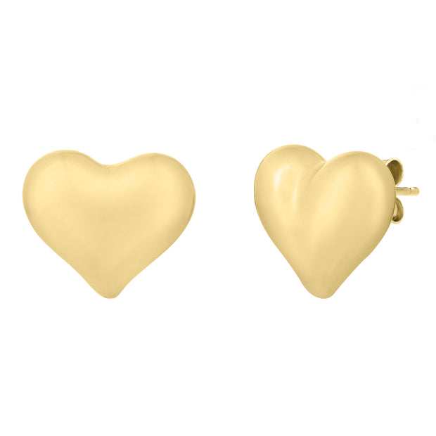 14K Puffed Heart Studs