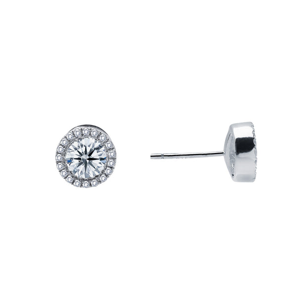 0.8 CTW Halo Stud Earrings