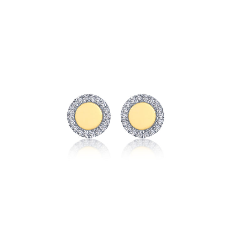 Two-Tone Button Stud Earrings