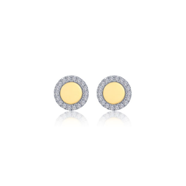 Two-Tone Button Stud Earrings