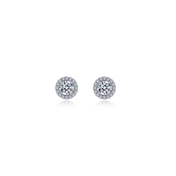 1.24 CTW Round Halo Stud Earrings